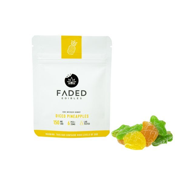 Faded Edibles – CBD 150mg Diced Pineapples | Canna Cabana Canada