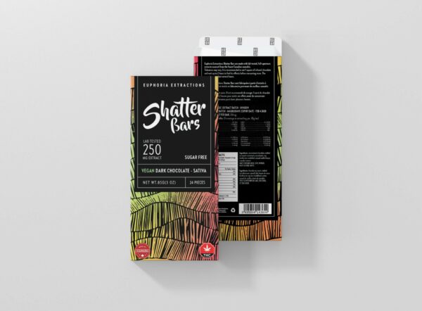 Euphoria Extractions – Shatter Bars – Vegan Dark Chocolate (Sugar Free) – Sativa – 250mg THC | Canna Cabana Canada
