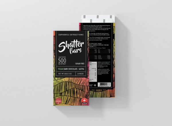 Euphoria Extractions – Shatter Bars – Vegan Dark Chocolate (Sugar Free) – Sativa – 500mg THC | Canna Cabana Canada