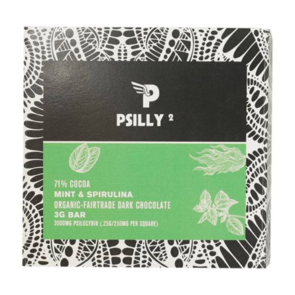 Psilly – Dark Chocolate Bar – Mint & Spirulina | Canna Cabana Canada