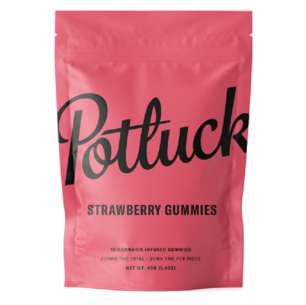 Potluck Extracts – Strawberry Gummies – 200mg THC | Canna Cabana Canada