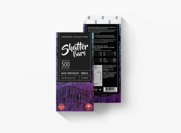 Euphoria Extractions – 500mg Shatter Bars – Milk Chocolate (Indica) | Canna Cabana Canada